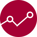 White zigzag line with dots connecting peaks on a red background, symbolizing data analytics or performance.